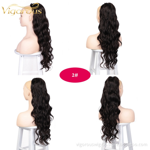 Wholesale Cheapest Drawstring Curly Weave Wrap Women Clip Elastic Hair Ties Brazilian Blonde Ponytail Extensions